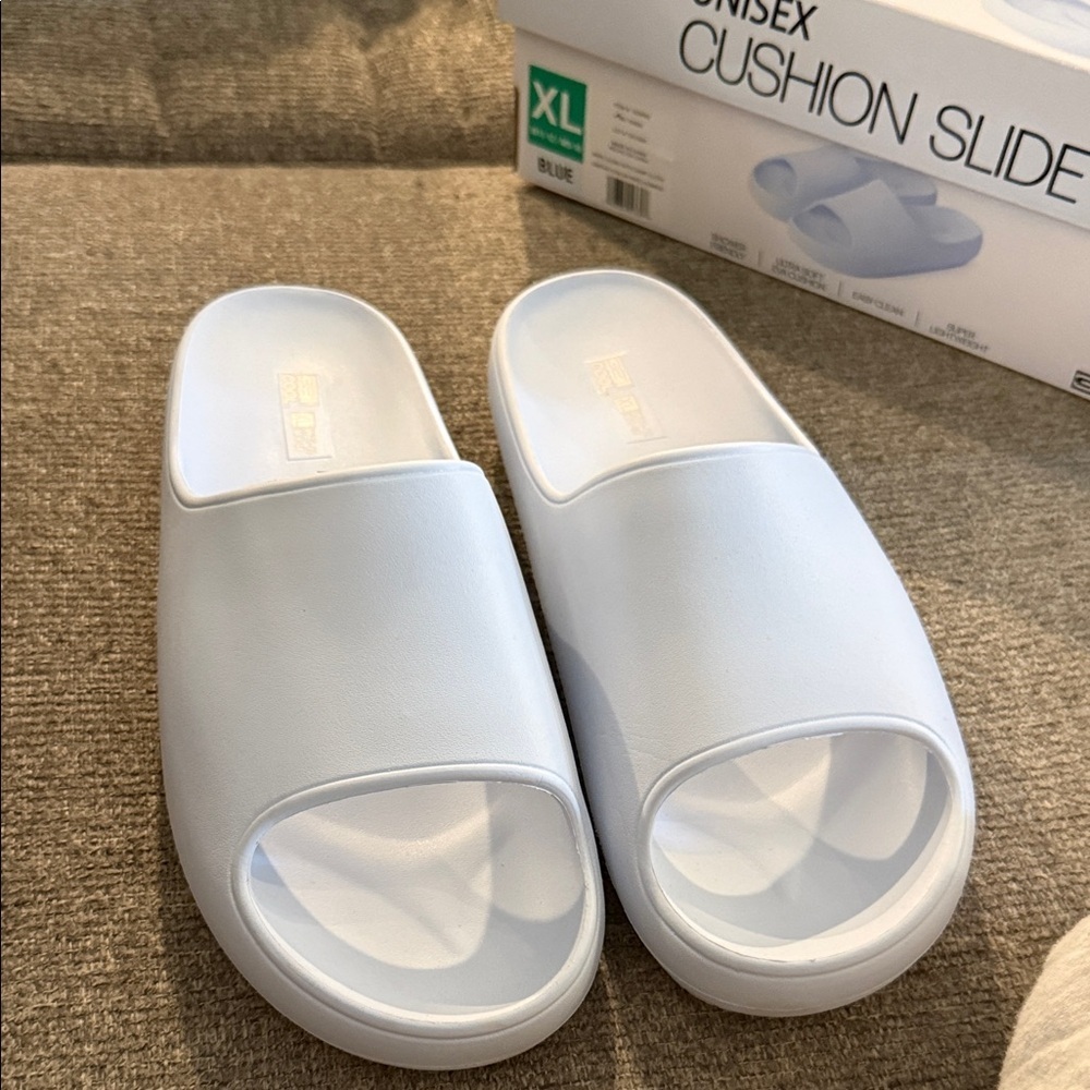 Unisex Blue Cushion Slides